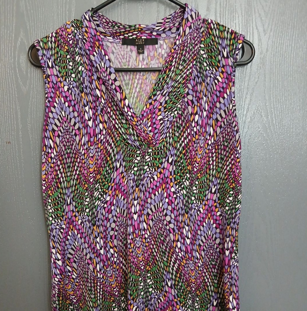 Alex Marie Colorful Sleeveles Top Sz Small Fun Pattern